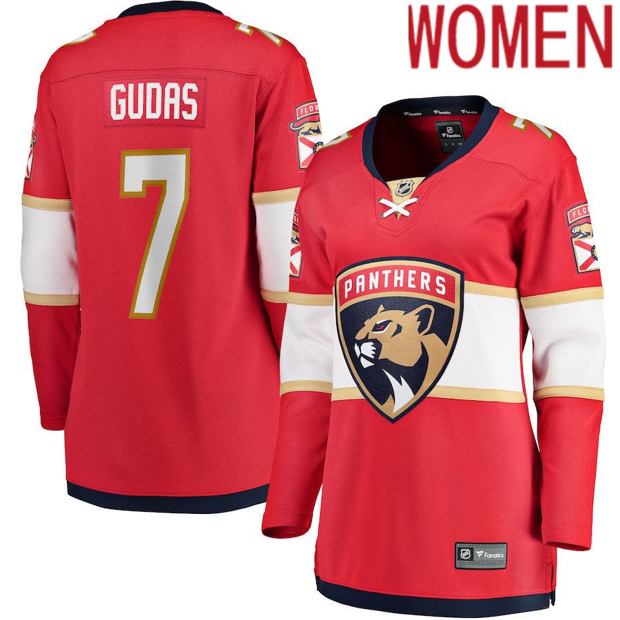 Women Florida Panthers #7 Radko Gudas Fanatics Branded Red Home Breakaway NHL Jersey->women nhl jersey->Women Jersey